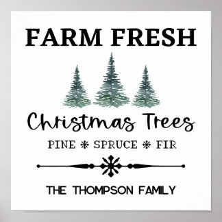 Personalised Christmas Tree Farm Art Print 12x12