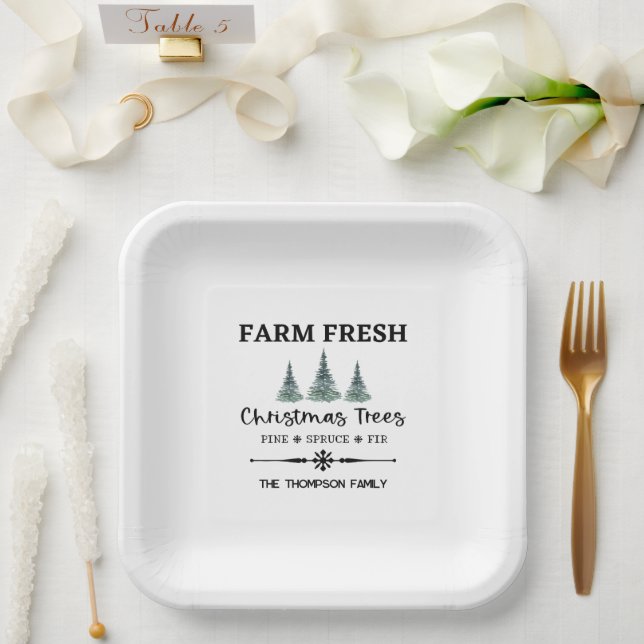 Personalised Christmas Tree Farm Cocktail Plates (Wedding)