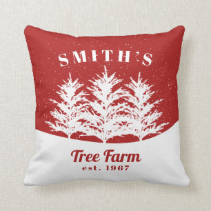 Personalised Christmas Tree Farm Farmhouse Cushion
