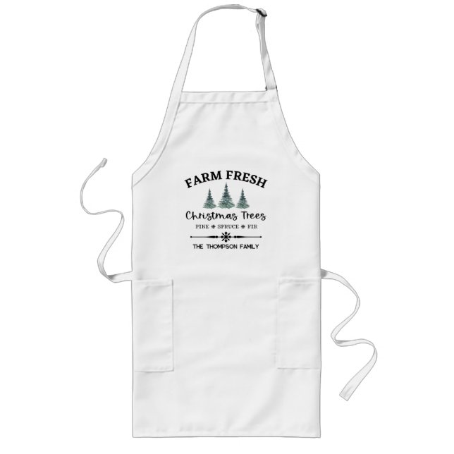 Personalised Christmas Tree Farm Long Apron (Front)