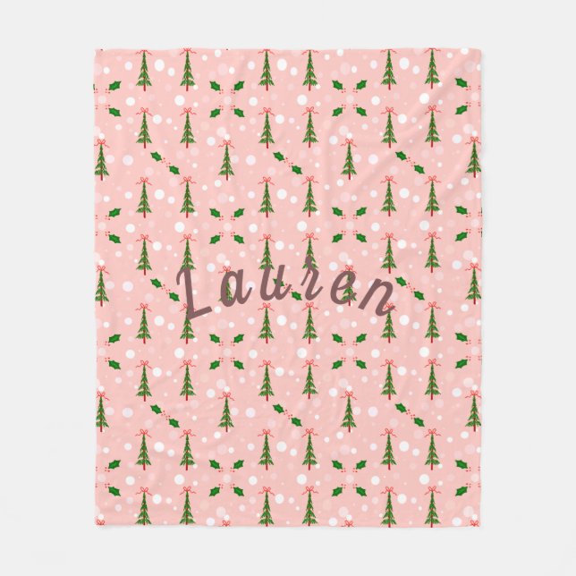 Personalised Christmas Tree Fleece Blanket (Front)