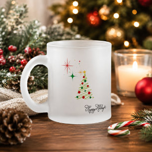 Personalised Christmas Tree Frosted Glass Mug