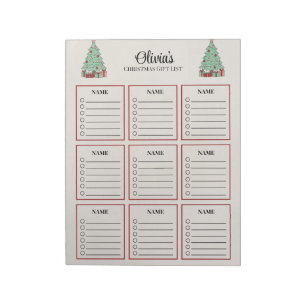 Personalised Christmas Tree Gift List Planner Pad