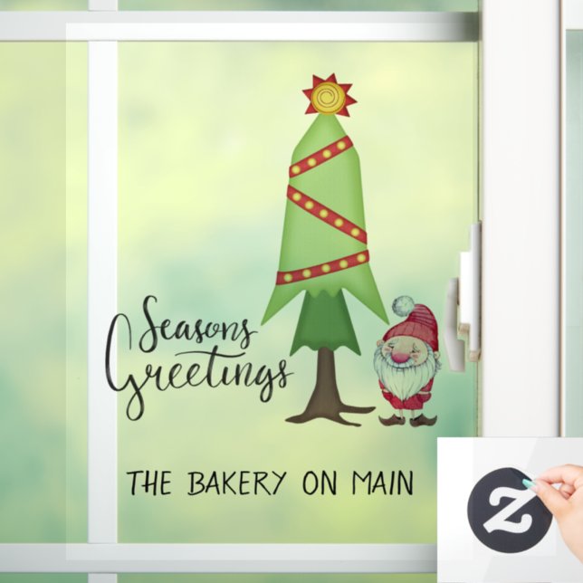 Personalised Christmas Tree & Gnome   Window Cling (Home)