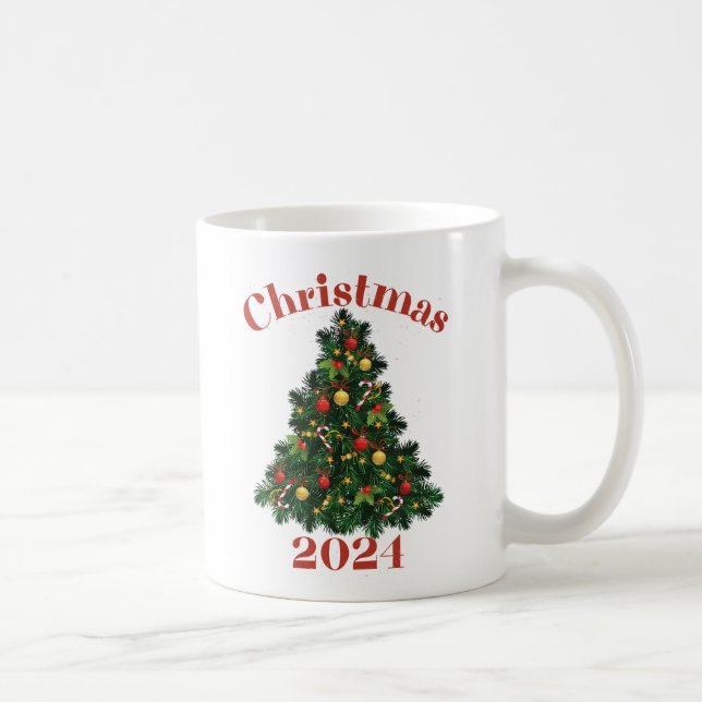 Personalised Christmas Tree, Holiday Coffee Mug (Right)