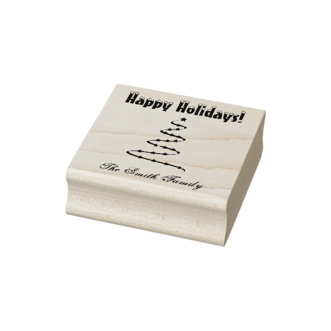 Personalised Christmas Tree Holiday Family Rubber Stamp (Stamp)