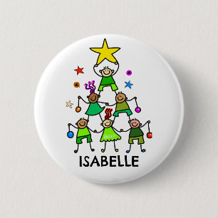Personalised Christmas Tree Kids 6 Cm Round Badge