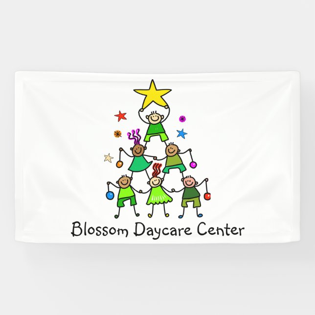 Personalised Christmas Tree Kids Banner (Horizontal)