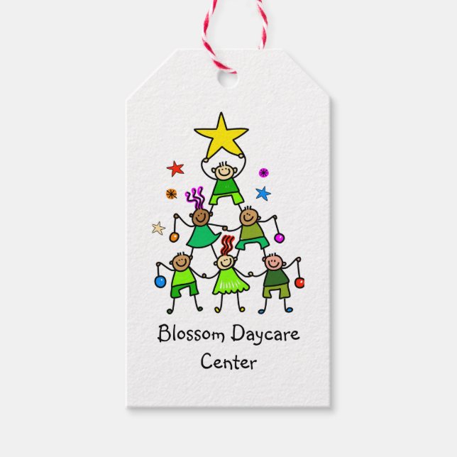Personalised Christmas Tree Kids Gift Tags (Front)