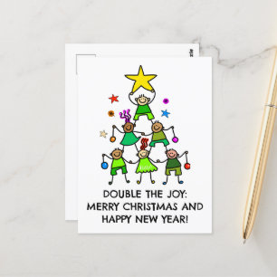Personalised Christmas Tree Kids Postcard