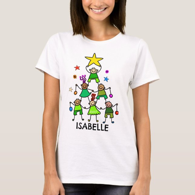 Personalised Christmas Tree Kids T-Shirt (Front)
