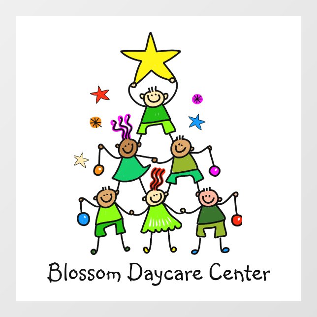 Personalised Christmas Tree Kids Window Cling (Sheet)