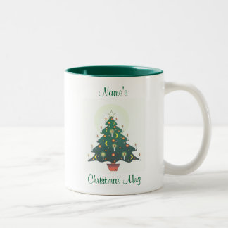 personalised christmas tree Two-Tone coffee mug