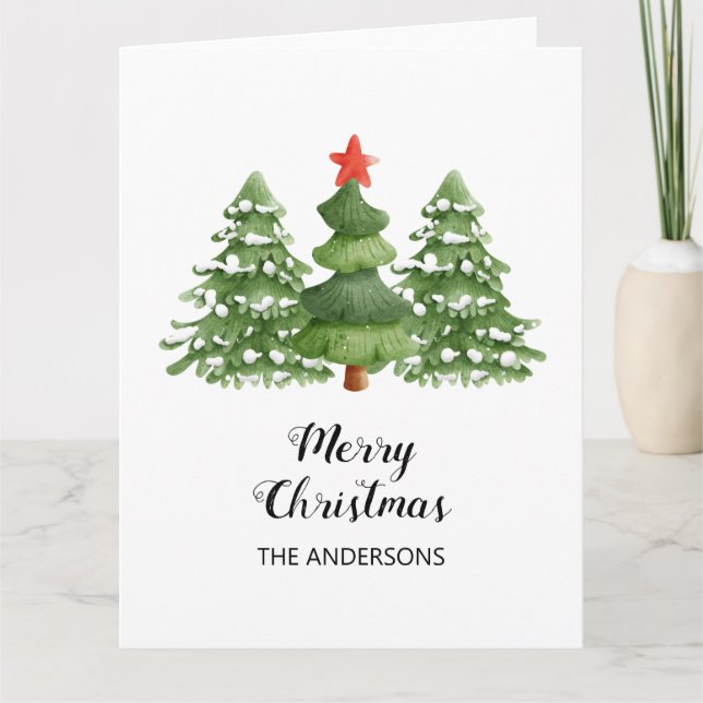 Personalised Christmas Trees Folded Greeting Card (Front)