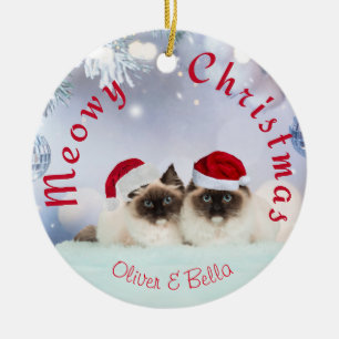 Personalised Christmas two Cats Ornament