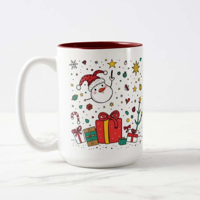 personalised Christmas Two tone mug (Left)