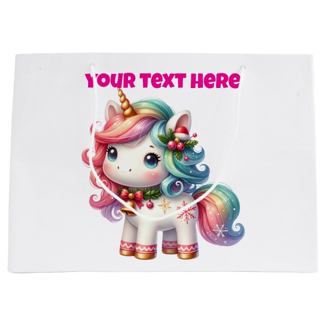 Personalised Christmas Unicorn Gift Bag  (Front)