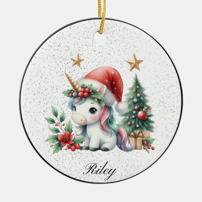 Personalised Christmas Unicorn Ornament (Front)