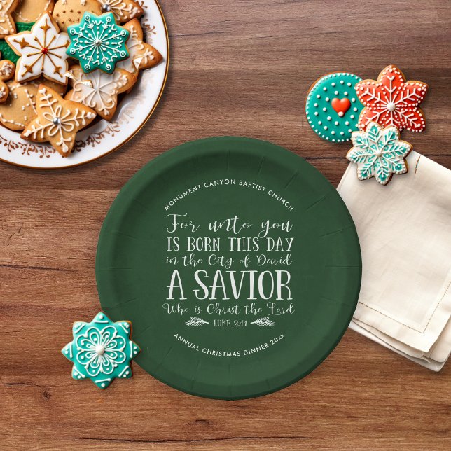 Personalised Christmas Verse Typography Green Paper Plate (Personalized Christmas Verse Typography Green Paper Plates)