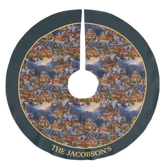 Personalised Christmas Village Tree Skirt (Front)