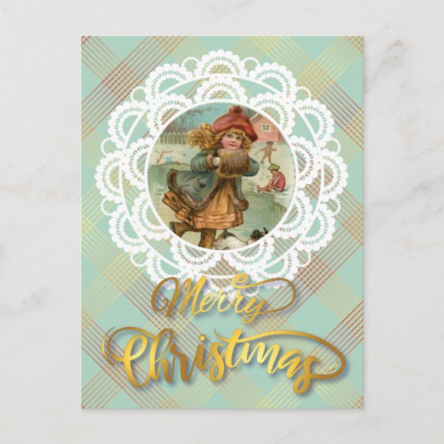 Personalised Christmas Vintage postcard (Front)