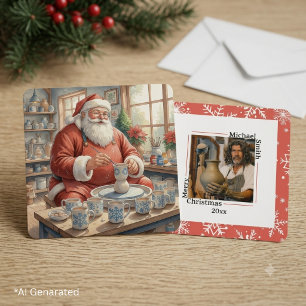 Personalised Christmas Vintage Pottery Santa Photo