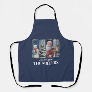 Personalised Christmas Vintage Santa Claus Snowman Apron