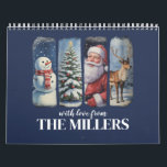 Personalised Christmas Vintage Santa Claus Snowman Calendar<br><div class="desc">Personalised Christmas Vintage Santa Claus Snowman Tree Retro</div>