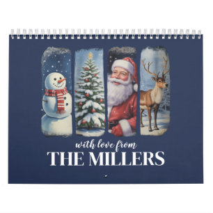 Personalised Christmas Vintage Santa Claus Snowman Calendar