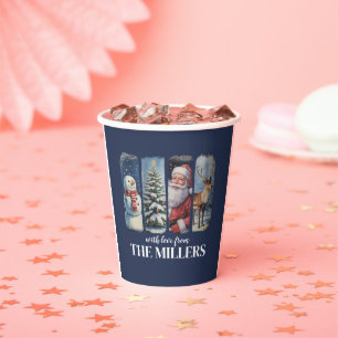 Personalised Christmas Vintage Santa Claus Snowman Paper Cups