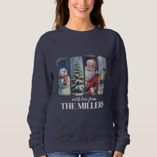 Personalised Christmas Vintage Santa Claus Snowman Sweatshirt