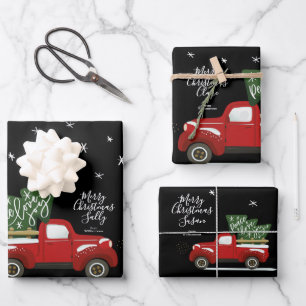 Personalised Christmas Vintage Truck Wrapping Wrap Paper Sheet