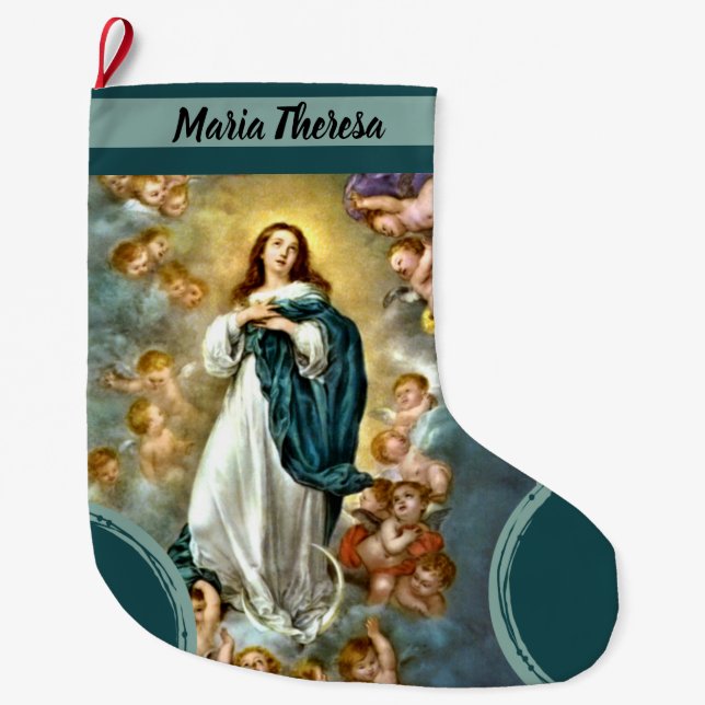 Personalised Christmas Virgin Mary Assumption Large Christmas Stocking (Front)