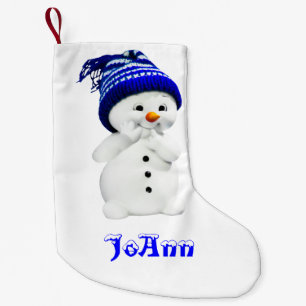 Personalised Christmas Winter Snowman Small Christmas Stocking