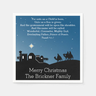 Personalised Christmas Wise Men Bethlehem Napkin