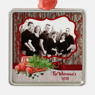 Personalised Christmas Wood Truck PHOTO Ornament