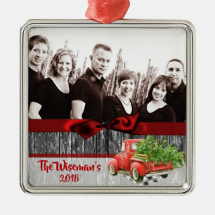 Personalised Christmas Wood Truck PHOTO Ornament