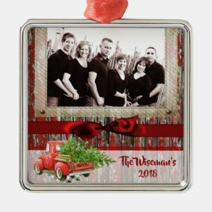 Personalised Christmas Wood Truck PHOTO Ornament