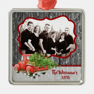 Personalised Christmas Wood Truck PHOTO Ornament