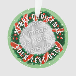 Personalised Christmas wreath border photo mask Ornament