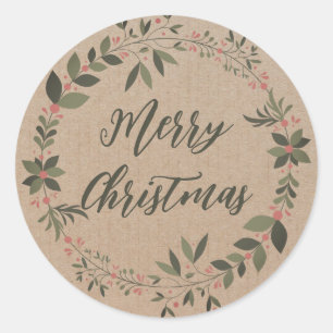 Personalised Christmas wreath Classic Round Stick Sticker
