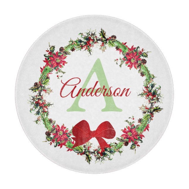 Personalised Christmas wreath  Cutting Board (Front)