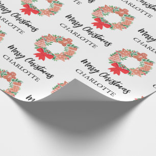 Personalised Christmas Wreath Gift Wrapping Paper