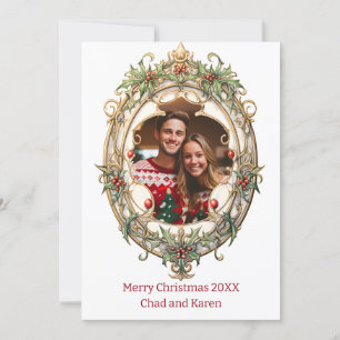 Personalised Christmas Wreath  Holiday Card