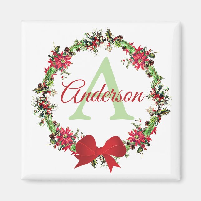Personalised Christmas wreath  Magnet (Front)