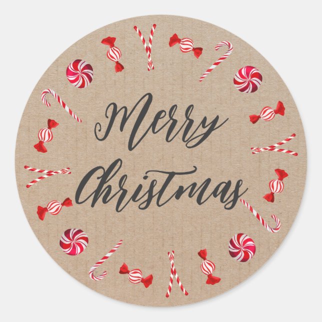 Personalised Christmas Wreath Merry Christmas  Cla Classic Round Sticker (Front)