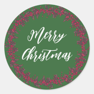 Personalised Christmas Wreath Merry Christmas Clas Classic Round Sticker