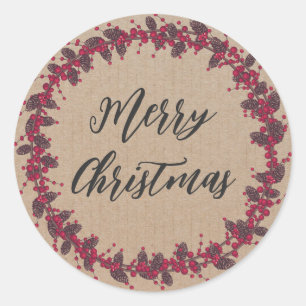 Personalised Christmas Wreath Merry Christmas Clas Classic Round Sticker
