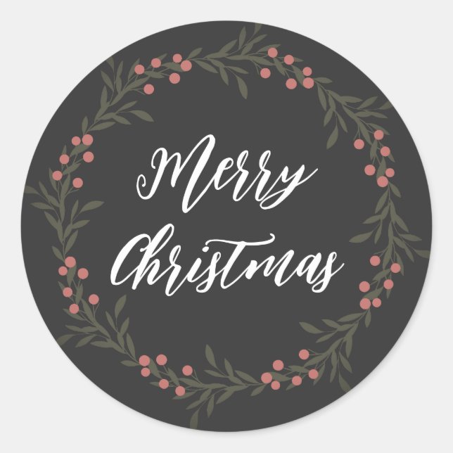 Personalised Christmas Wreath Merry Christmas Clas Classic Round Sticker (Front)