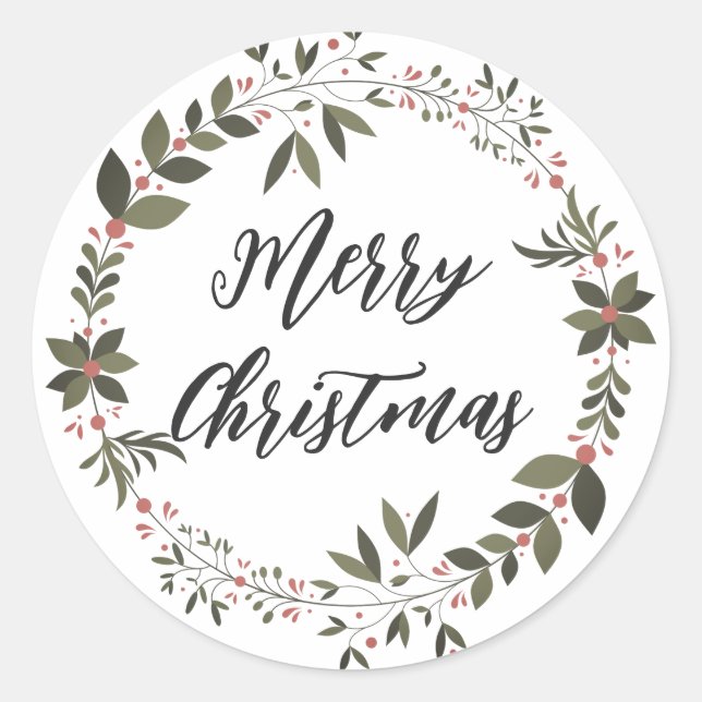 Personalised Christmas Wreath Merry Christmas Clas Classic Round Sticker (Front)